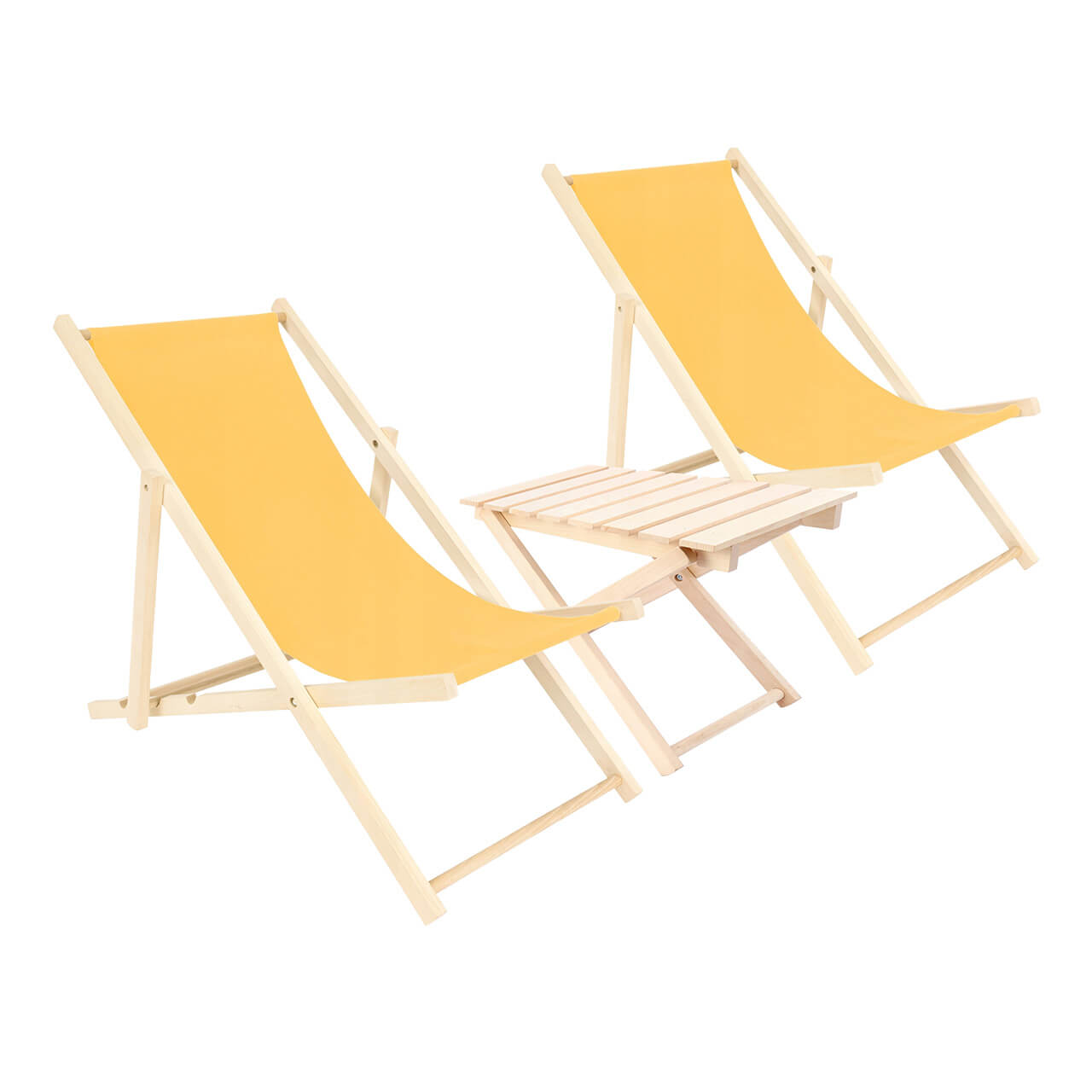 LEŻAKI drewniane - zestaw ze stolikiem