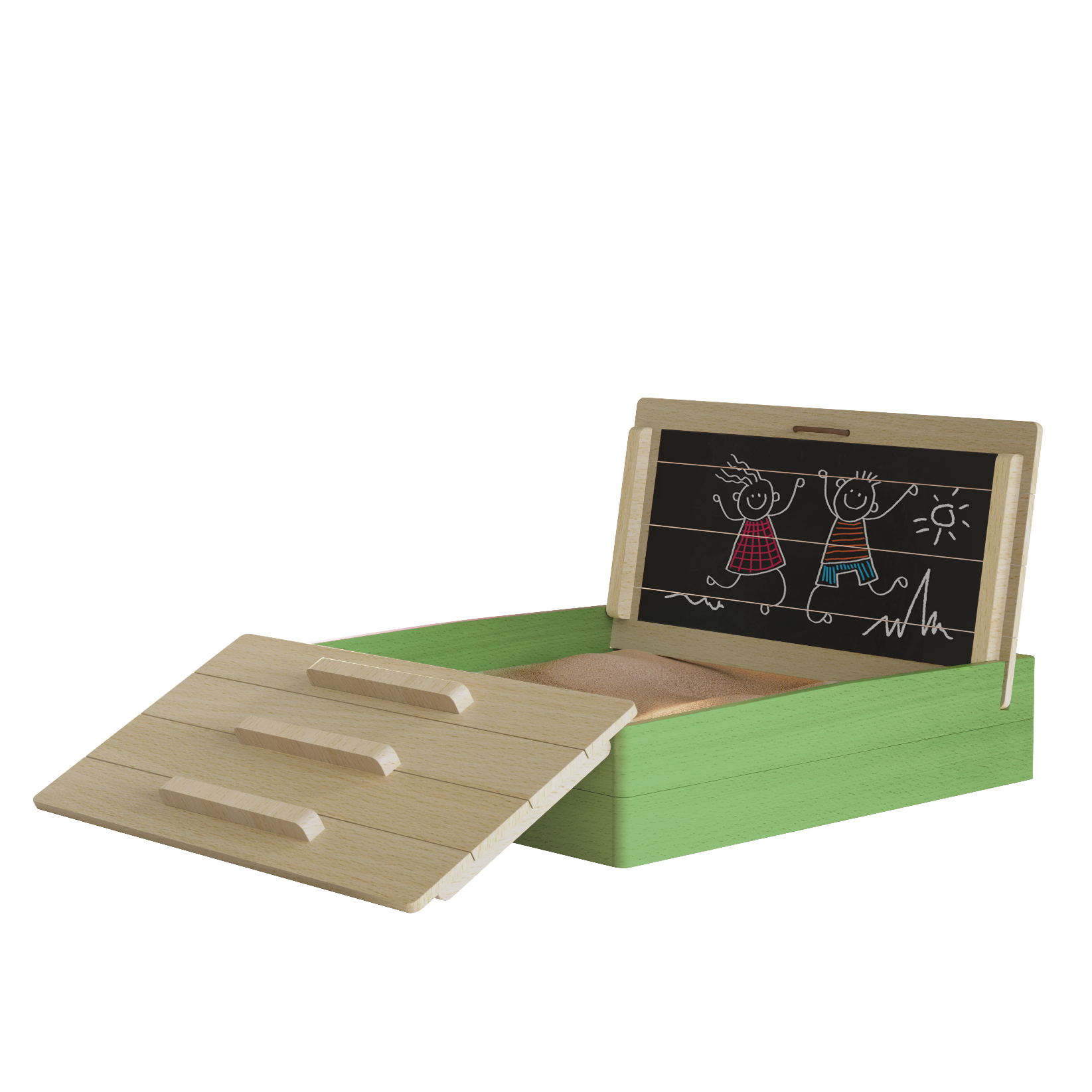 PIASKOWNICA drewniana zamykana + schodki i tablica